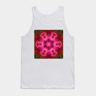 Psychedelic Kaleidoscope Flower Pink Red and Green Tank Top